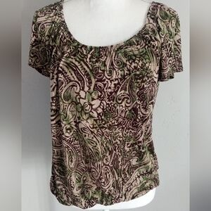 Carol Rose Paisley Blouse - Green and Brown